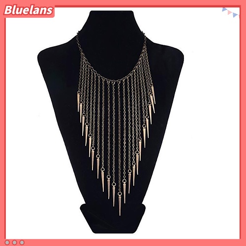 [BLS] Fashion Wanita Paku Keling Panjang Rumbai Liontin Kalung Punk Kerah Perhiasan Hadiah
