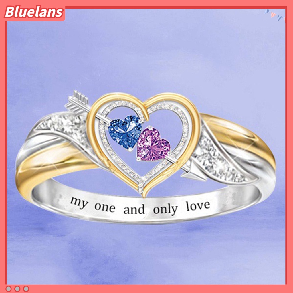 [BLS] Women Ring Indah Nice-looking Portabel Wanita Indah Cinta Hati Rose Ring Untuk Pernikahan