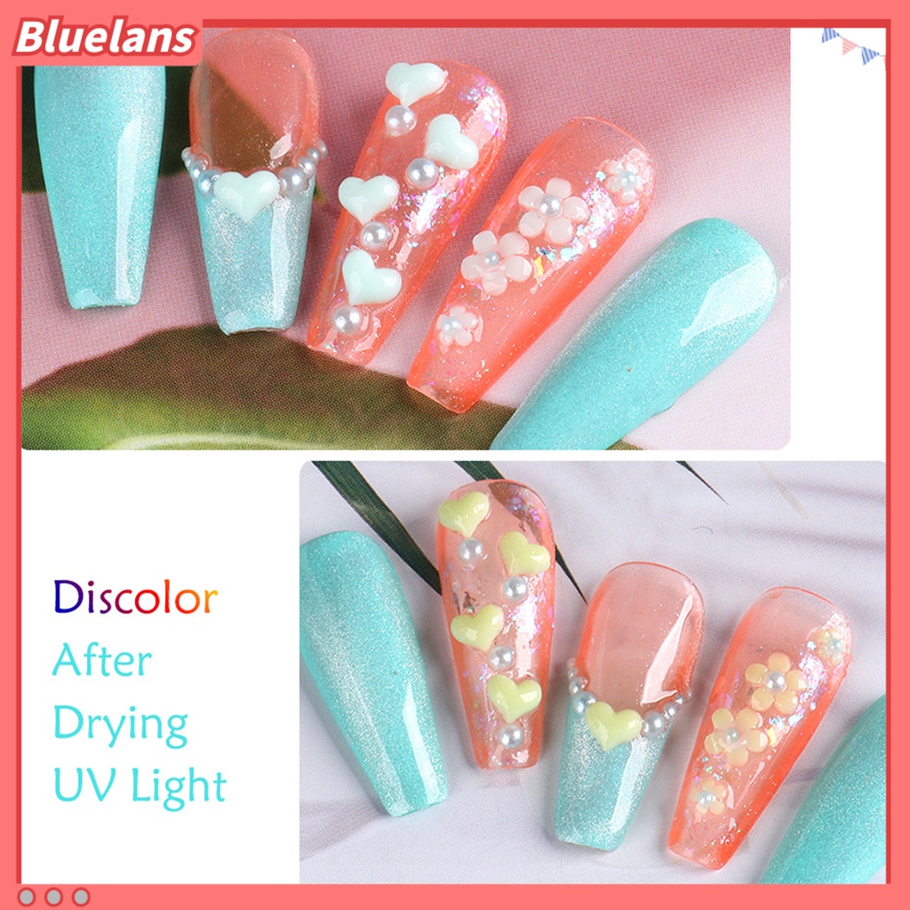 [BLM] 40pcs /Box Ornamen Jantung Kuku Datar Kembali Efek 3D Mini Putih Pink Heart Nail Art Dekorasi Charms Untuk Manicure