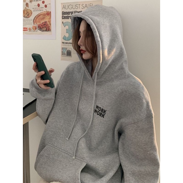 S - XXXXXL(6XL) Hoodie  WORK WORK Jumbo Bigsize Jaket Fleece Korean Style Wanita Pria Oversize Ulzza