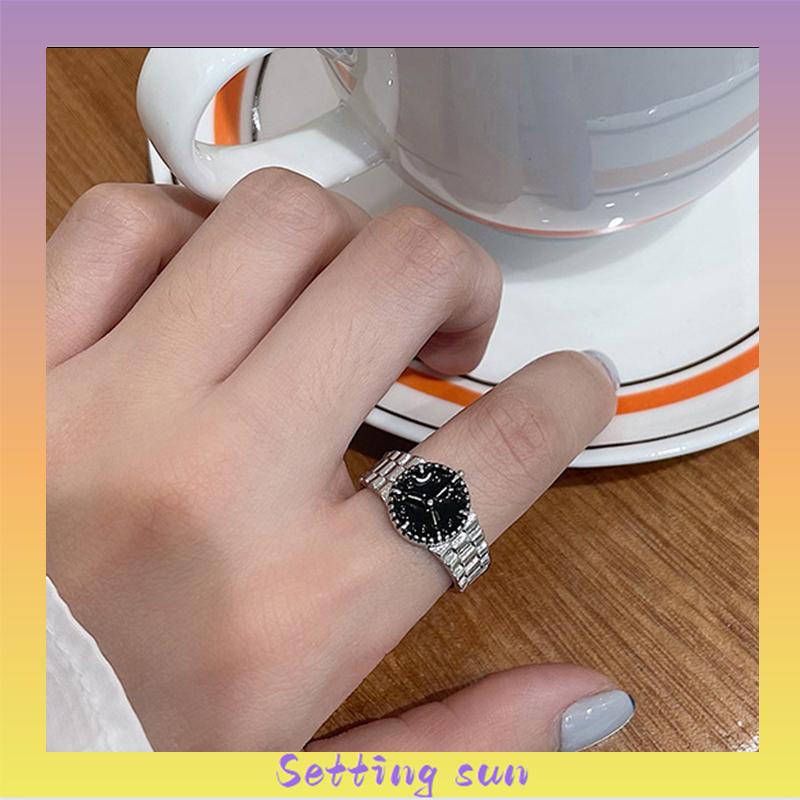 Cincin Watch Design Emas Perak Korean Ins Untuk Pria Dan Wanita Personalize Ring TN