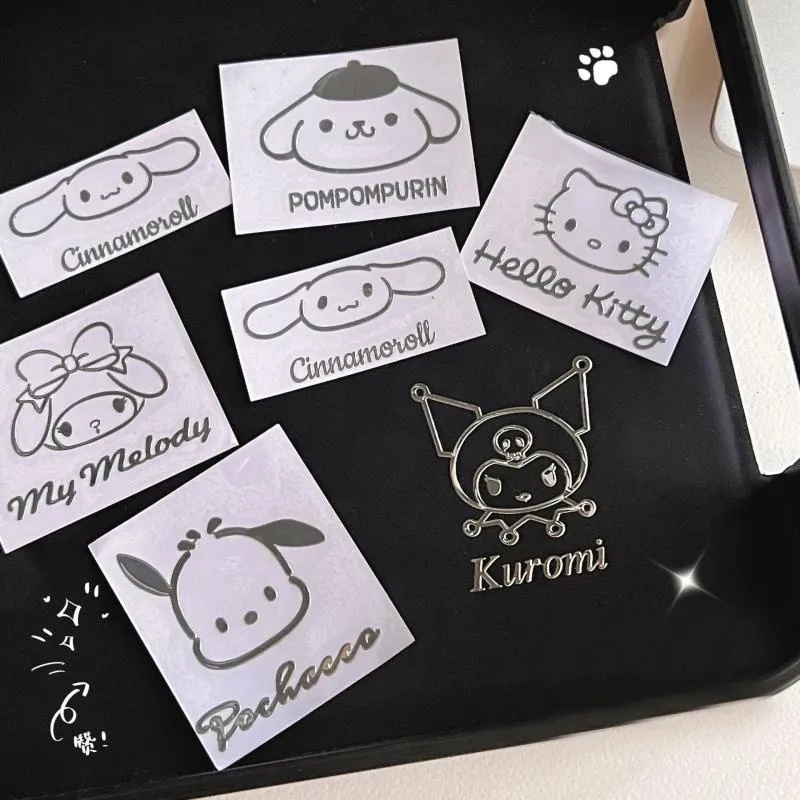 Stiker Logam Pola Hewan Kartun Lucu/Hello Kittys Gadis Self Adhesive Sealing Sticker/INS Style Hitam Tahan Air Stiker Dekoratif/DIY Laptop Cup Ledger Sticker