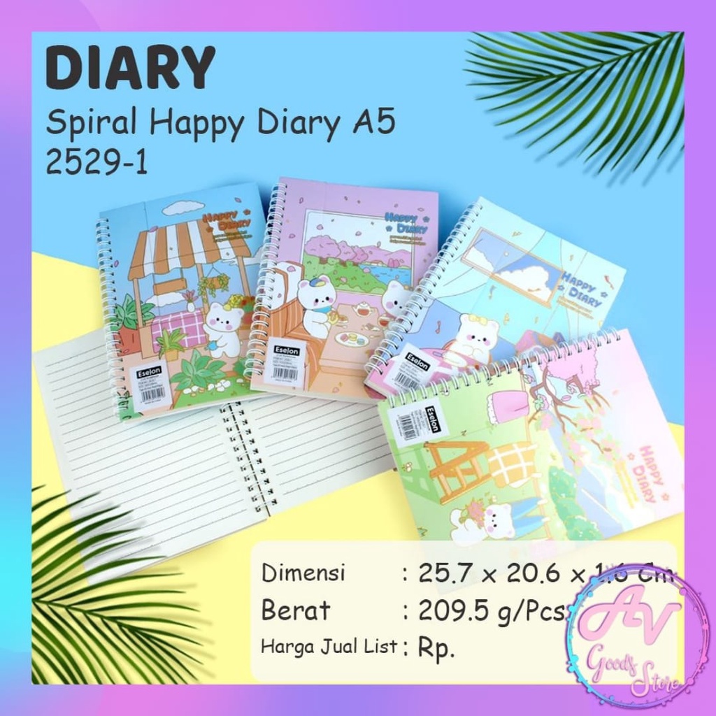 

Notebook Spiral A5 Happy Diary 2529-1 / Diary Spiral Ring Fancy 80lbr
