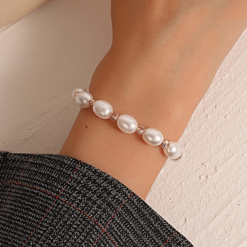 Gelang Mutiara Air Tawar Siswa Perempuan Pacar Desain Sederhana Baroque Pearl Bracelet