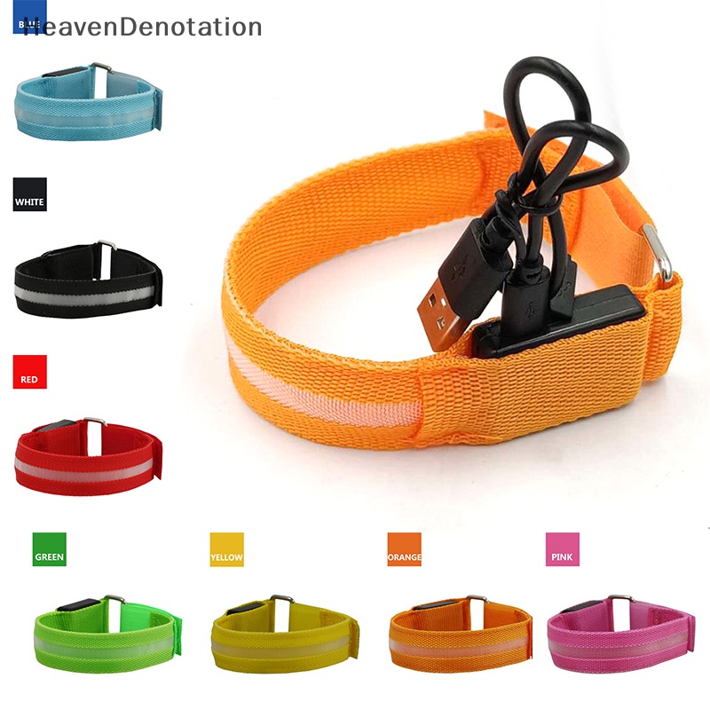 [HeavenDenotation] Ban Lengan Olahraga Luar Ruangan Lampu LED USB Rechargeable Belt Arm Leg Warning Wristband HDV