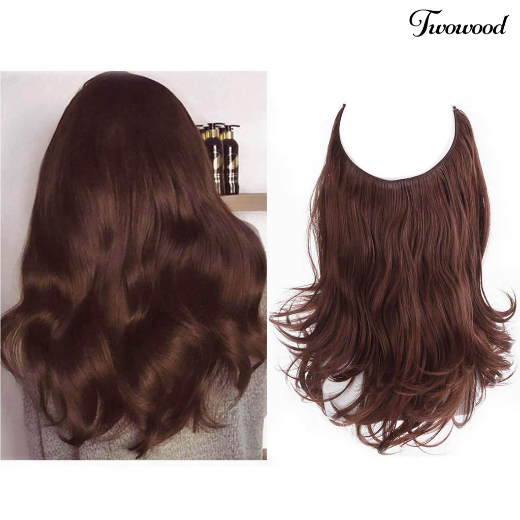 Twowood Klip Ekstensi Rambut Warna Alami Klip Rambut Keriting Bergelombang Elastis Yang Dapat Dicuci Fashion Wanita