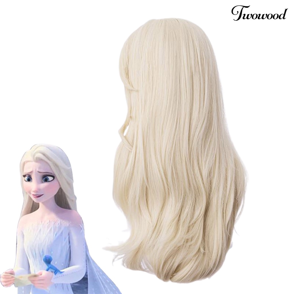 Twowood Wig Wavy Cosplay Curly Princess Wig Rambut Panjang Ratu Salju Putih Untuk Perempuan