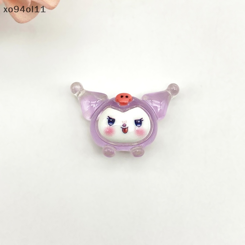 Xo 2Pcs Luminous Sanrio Ornamen Kartun HelloKitty Kayu Manis Kuromi Boneka Micro Landscape Dekorasi Rumah Boneka Miniatur Mainan OL