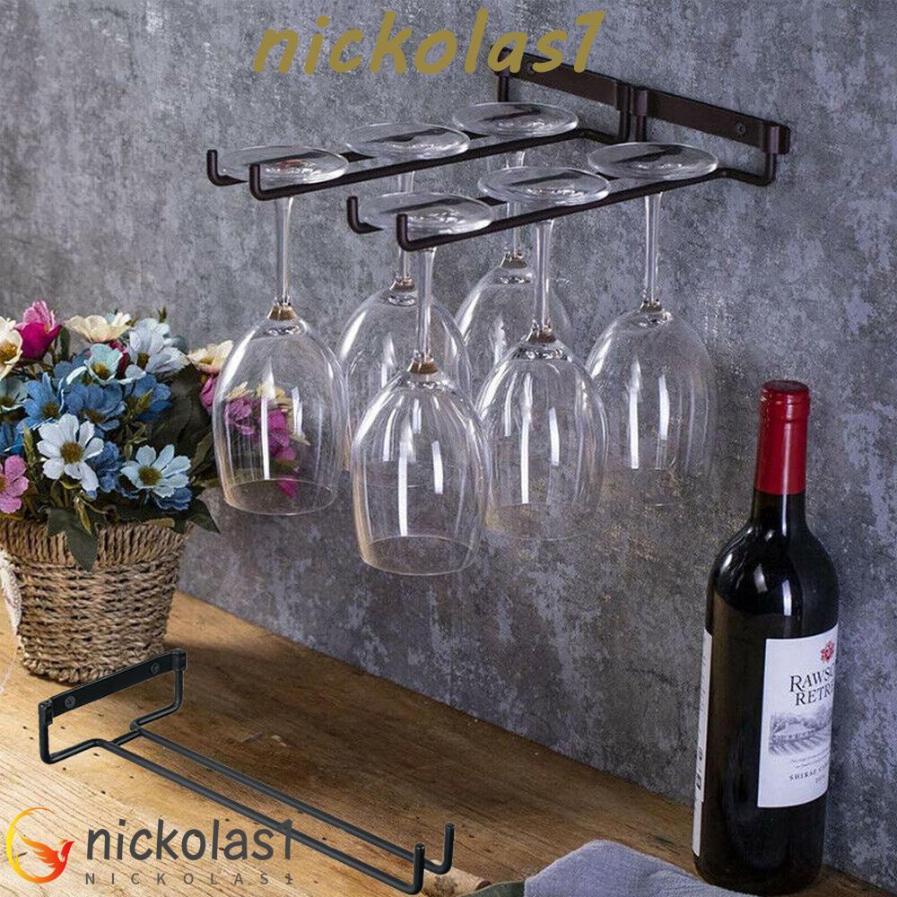 Nickolas1 Tempat Gelas Wine Besi Bar Hias Goblet Organizer Cabinet Rak Gantung