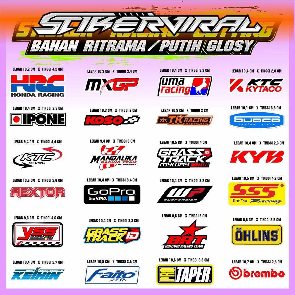 stiker racing / sticker team balap viral / sticker bengkel / sticker sponsor motor / stiker balap / 