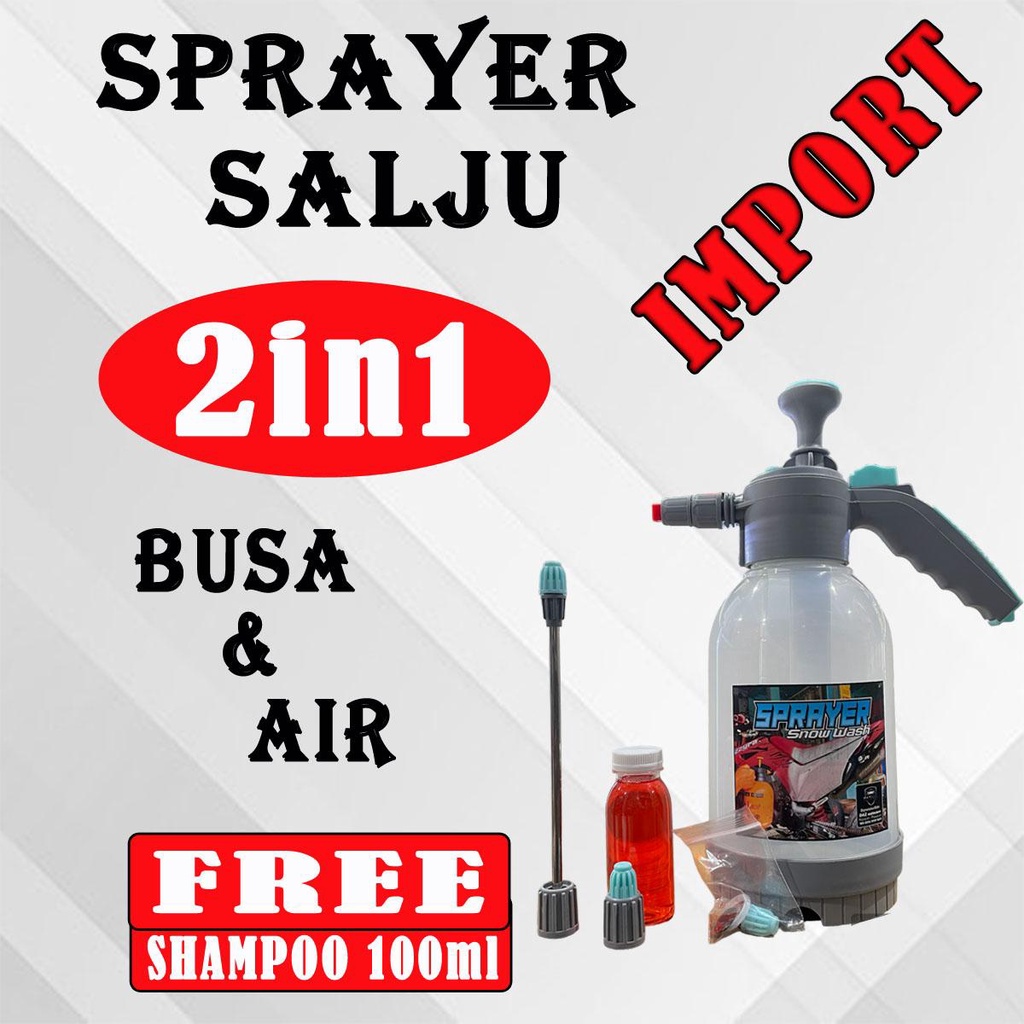 paket hemat snow wash spray import 2in1 botol bening dan shampo touchless 1 liter