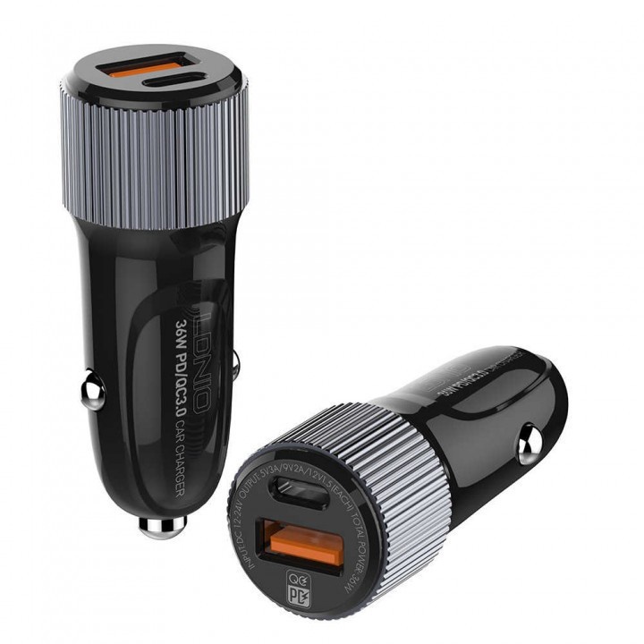 565 LDNIO C510Q Dual Port Car Charger - PD 3.0 and QC3.0 - 36W Max