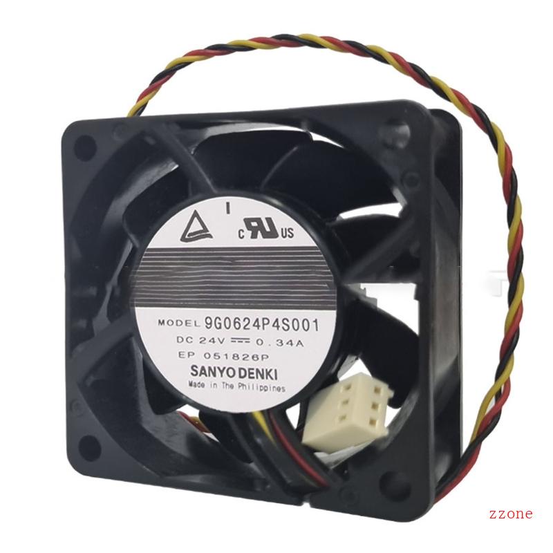 Zzz San 9G0624P4S001 60mm Komputer PC Cooling Fan 60x60x25mm DC 12V 034a 6025 4Pin Kontrol Suhu Otomatis Cooler