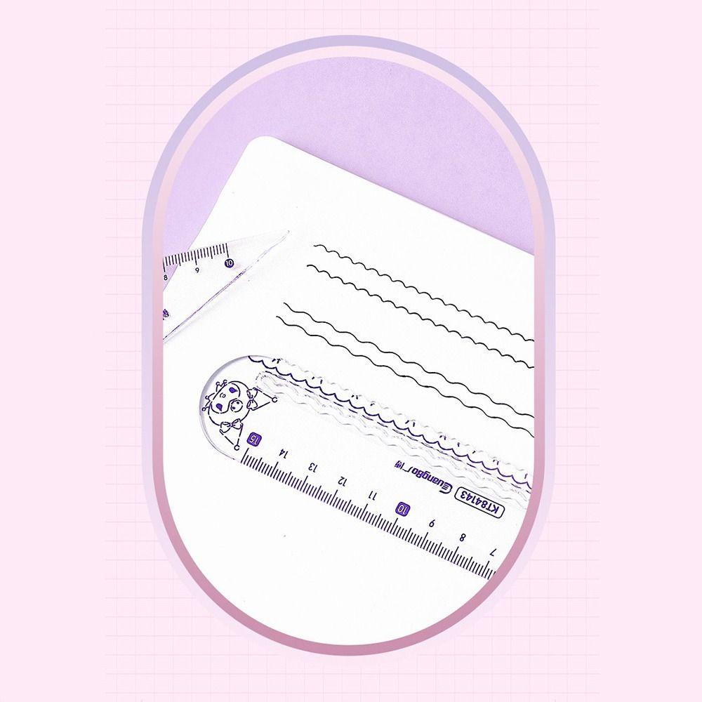 Mxbeauty Penggaris Segitiga Lurus Cute Kawaii Kantor Kuromi School Measuring Ruler Alat Tulis Siswa Straight Ruler Set