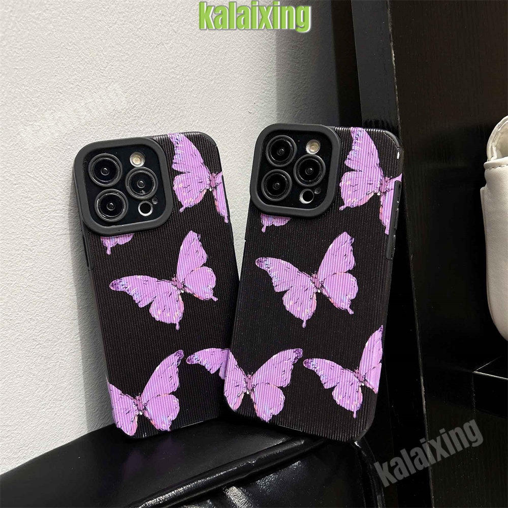 IPHONE Soft Case Kupu-Kupu Hitam Untuk Iphone11 12 13 14 Pro Max14 Plus Xs Max X XR 7 8 Plus Sarung Belakang Lembut