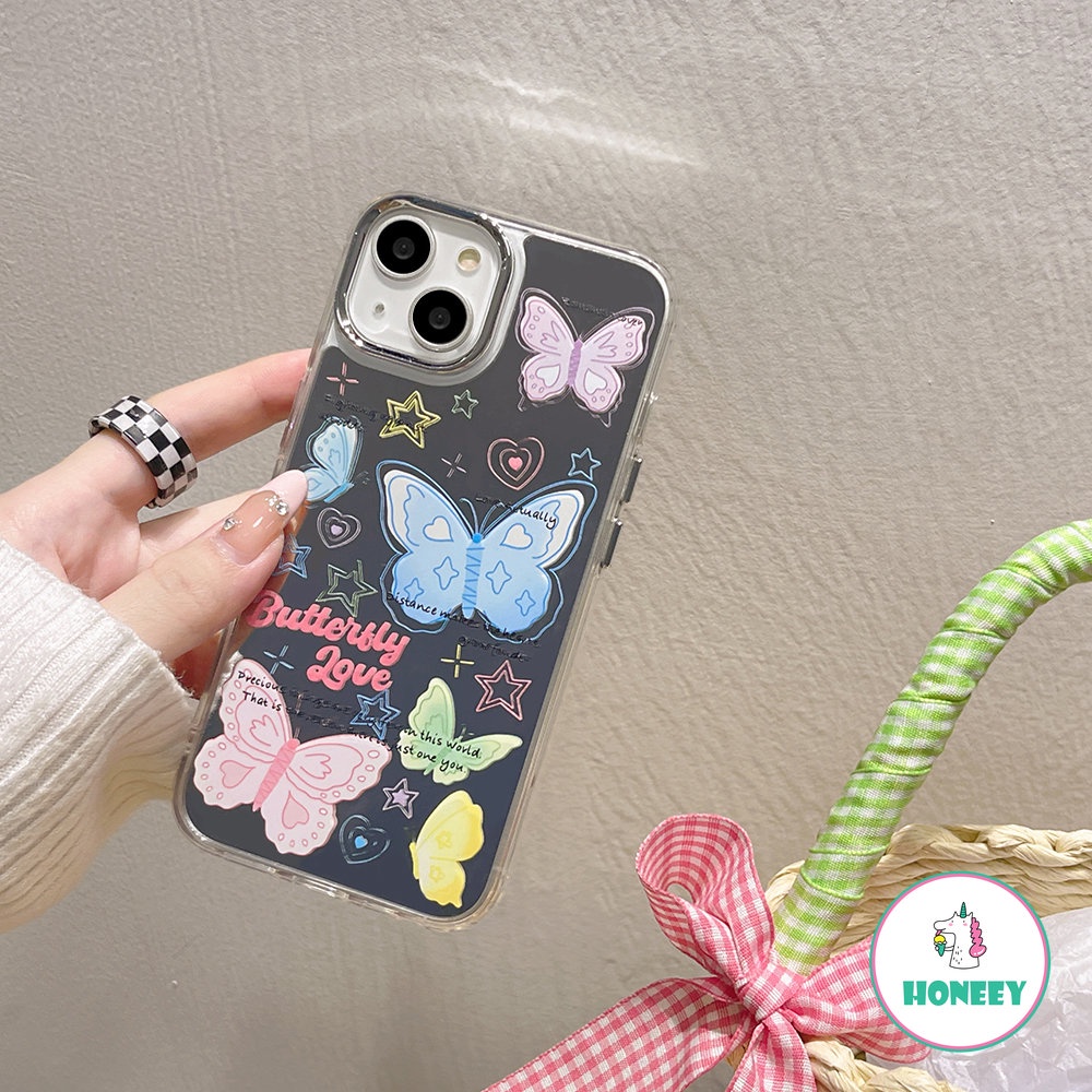 Korea Cermin Warna-Warni Kupu-Kupu Case Untuk iPhone 14 Pro Max Case Untuk Iphone13 12 /12pro 11 Pro Max Cermin Cantik Shockproof Phone Cover