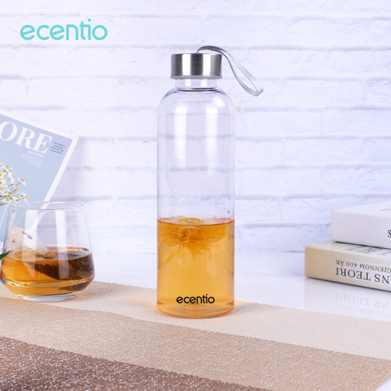 ecentio botol minum /500ml bening water Botol plastik Lanyard Botol Air Sederhana