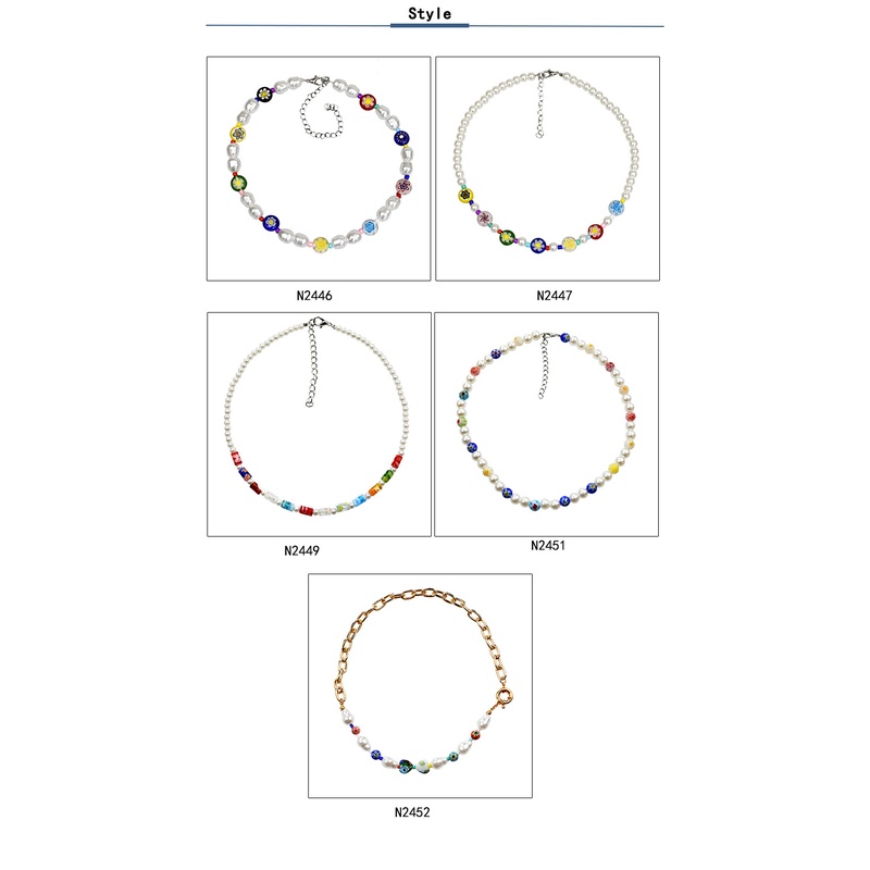 Fashion Perhiasan Kalung Manik-Manik Kaca All-Match Rantai Klavikula Kalung Liontin Mutiara