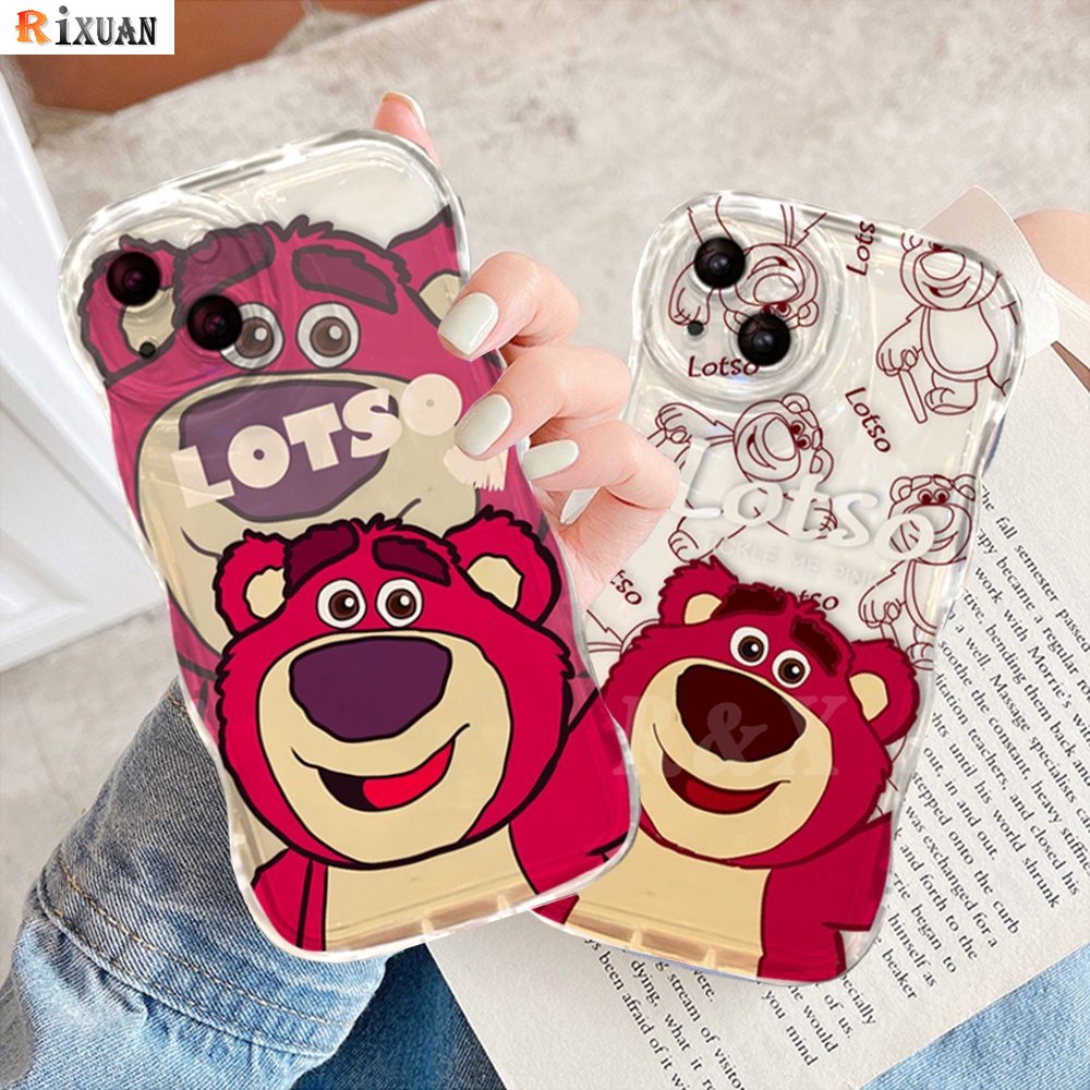 Casing Realme C53 C55 C33 C35 C30 C31 Realme 10 9i 8i 6i 5 7i C15 C25 C21Y C25Y C12 C1 C20 C3 C2 C1 Narzo 50 Wavy Edge Cartoon Manyo Strawberry Bear Transparan Soft Case RIXUAN