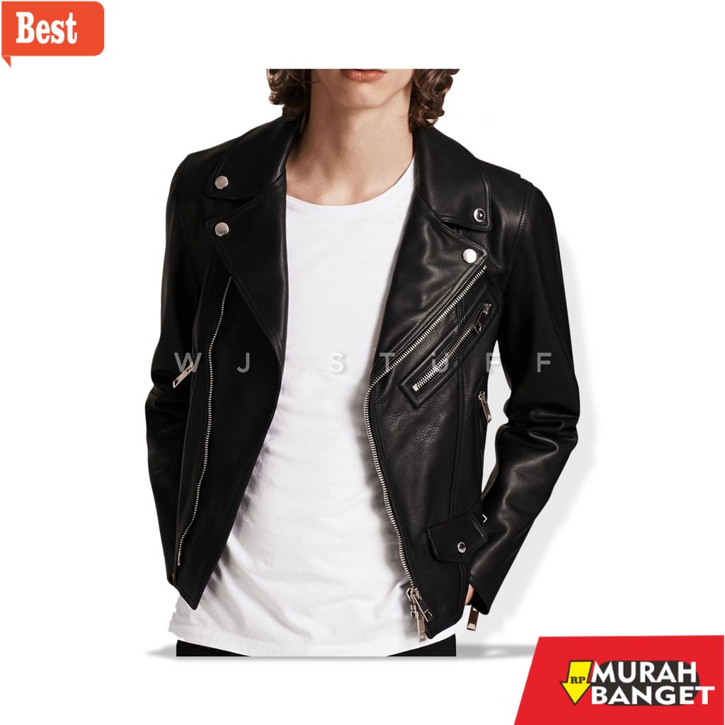 Jaket kulit pria terbaru- WJ Stuff - Jaket Kulit Pria Rock Style - Crop Mode