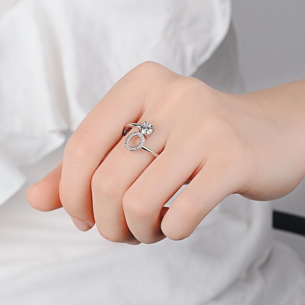 Cincin Model Terbuka Desain 26 Huruf Warna Permen Untuk Wanita