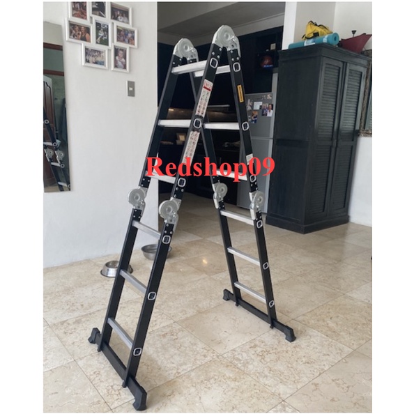 Krisbow 3 Mtr Tangga Lipat Aluminium Steel 4x3 Step - Hitam/Tangga Lipat