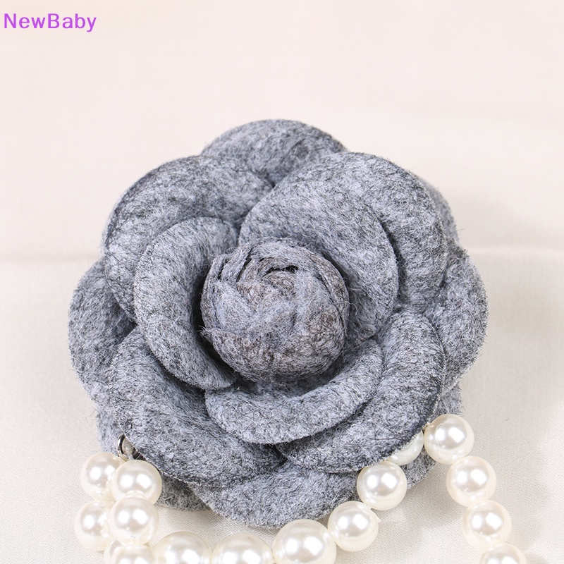 Newbaby Korea Kain Camellia Bunga Bros Pin Mutiara Rumbai Korsase Fashion Perhiasan Bros Untuk Wanita Kemeja Kerah Aksesoris Kain Korsase Pin Hadiah ID