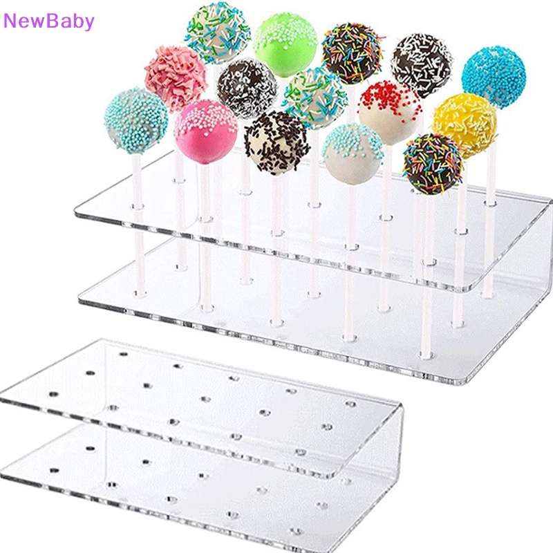 Newbaby Tempat Kue Lolipop Display Stand 15lubang Akrilik Bening Tempat Permen ID