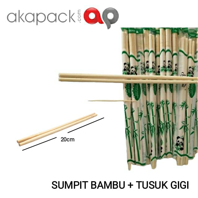 Sumpit Bambu + Tusuk Gigi SEIKA ( 50 Pasang ) / Sumpit Kayu Kualitas Eksport