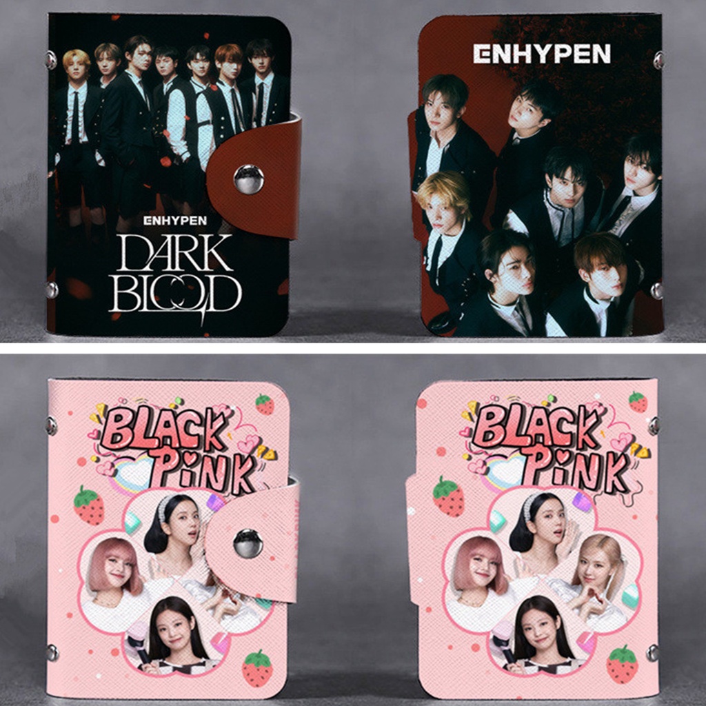1pc Hitam-PINK BT-S ENHYPEN STRAY KIDS Tempat Kartu Bangtan Boys Straykids ENHYPEN Lomo Card Bag Photocards Collection Book