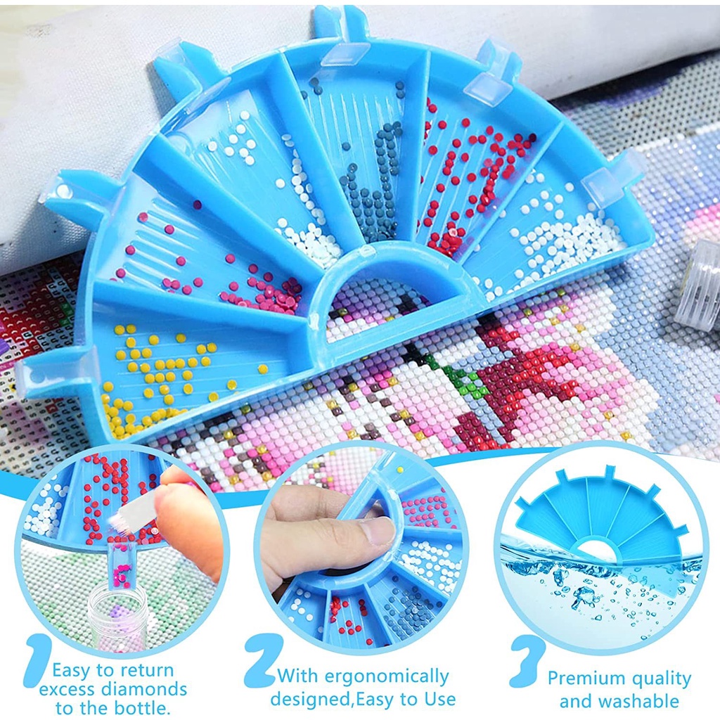 [HOT Sale] Palet Multifungsi Besar Kotak Penyimpanan Berlian Nail Art Manik-Manik Papan Kapasitas Nampan Set Alat 6kompartemen DIY Dot Diamond Storage Tray