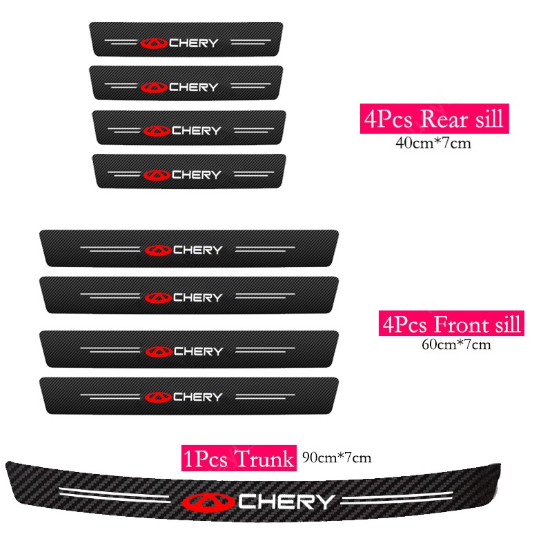 Chery Stiker Kusen Pintu Mobil Anti Gores Serat Karbon Kulit Sticker Trunk Protector Stiker Untuk Chery Omoda5 Tiggo 4 8 7 5x iCar9 Face QQ Eastar Aksesoris