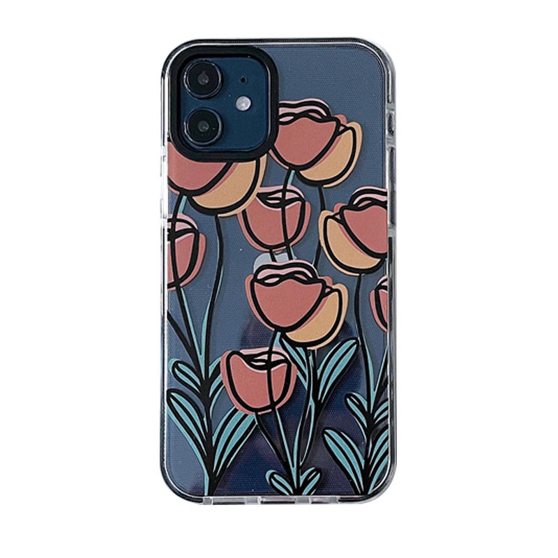 Ins Tulip Case Silikon Untuk Iphone SE2020 7/8 Plus X XR XM 11 12 13 PRO MAX Casing Cover Pelindung AT0346