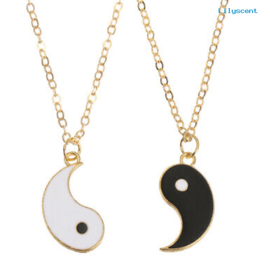 [LS]1 Pasang Kalung Couple Pasangan Liontin Tai Chi Bahan Alloy Anti Karat Eye-catching Unisex Untuk Wanita