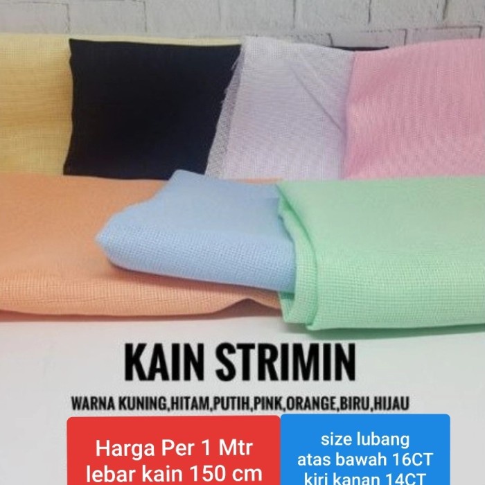 Barang Unik KAIN STRIMIN PER METER KAIN SETRIMIN KAIN SULAM KRISTIK CROSS STITCH - Putih, PER 1 METE