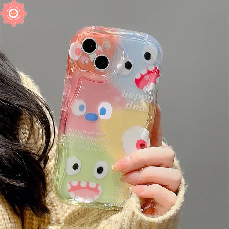 Casing Ponsel Holder Monster Kecil Yang Lucu Untuk Redmi Note12 11 9 8 10s 11s 10 Pro Max Redmi A1 9 10A 9A 10C A2 10 9T 9C NFC POCO M3 3D Wavy Curved Edge Little Monster Soft Back Cover