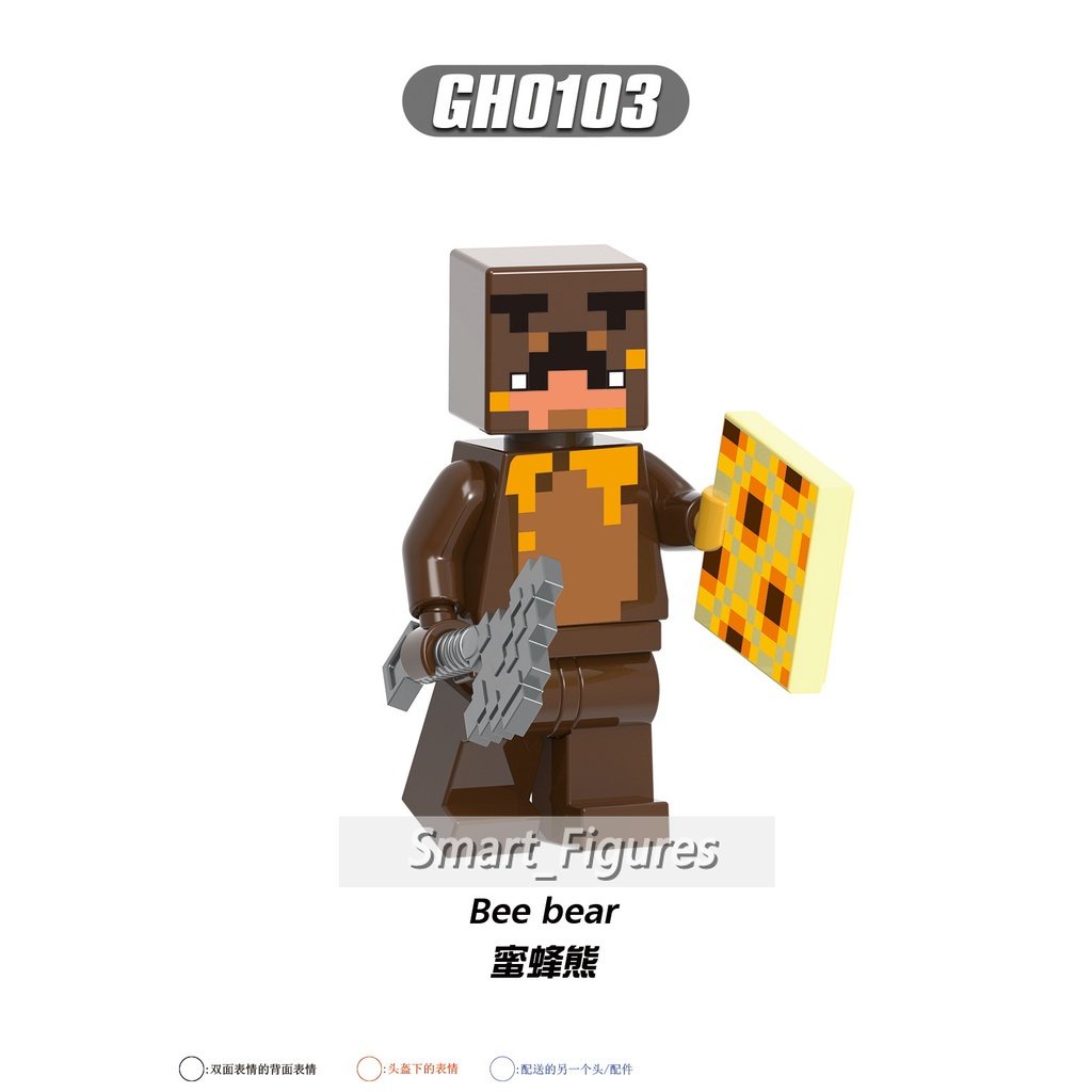 Minecraft Mini Action Figure Guard Soldier Bee-bear Sentry Mengumpulkan Mainan