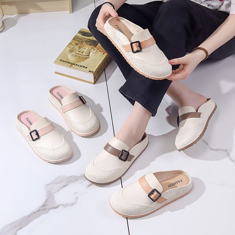 TOPGROSIR TG1745 Sandal Slip On Wanita Import Kait Samping/ Mules Shoes Fashion