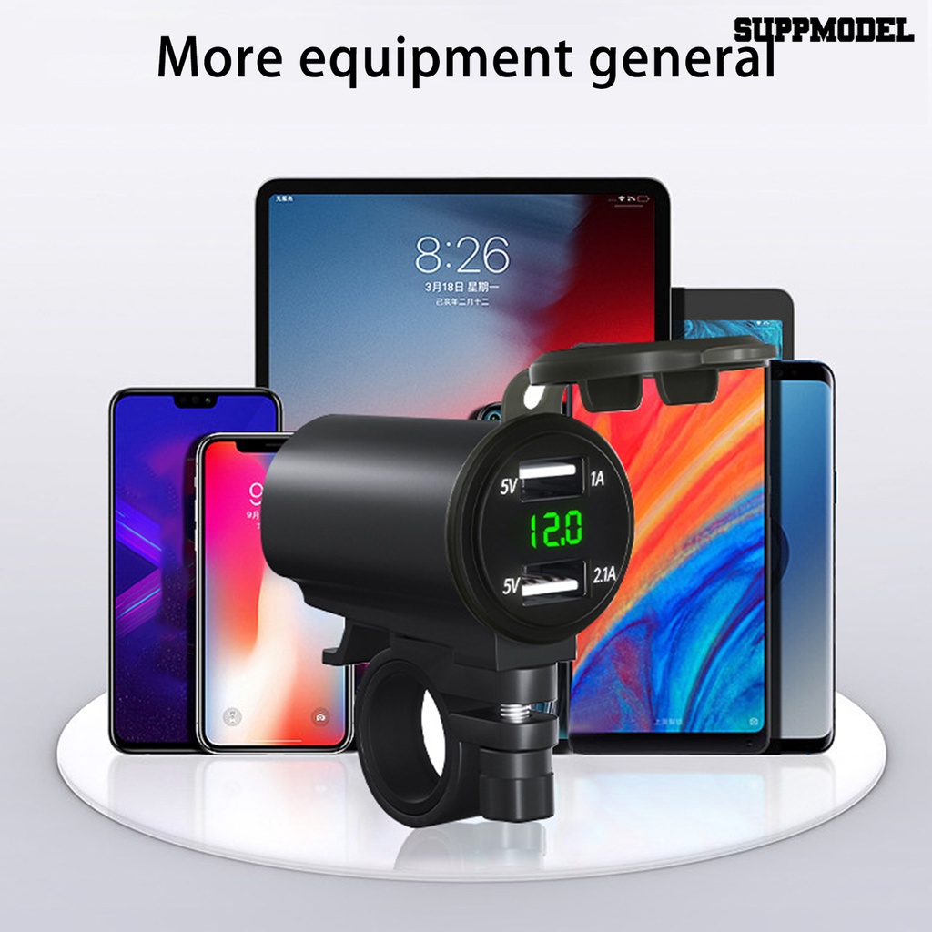 [SM]1 Set 3.1A Charger Motor Voltmeter Digital Display Fast Charging Motor Dual USB Phone Charger Aksesoris Moto