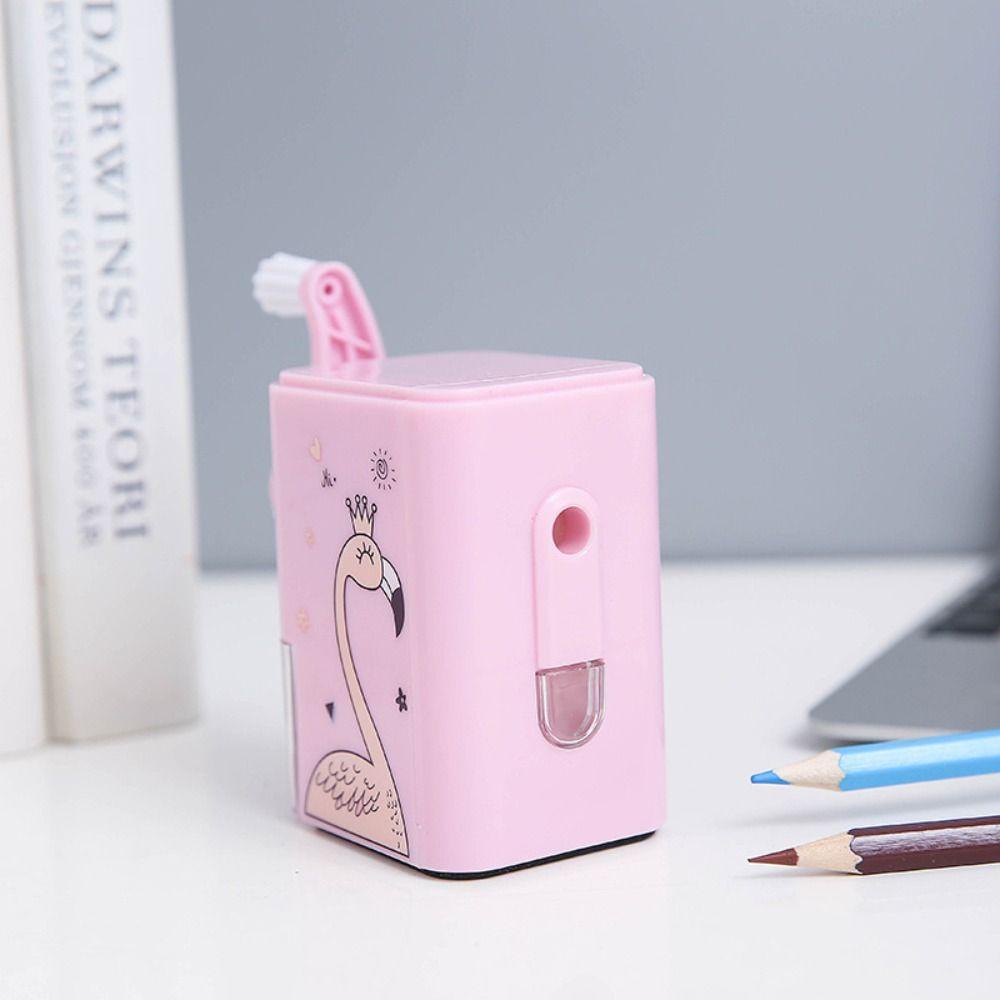 Lanfy Pengasah Pensil Tangan Kawaii Kartun Hand Engkol Perlengkapan Sekolah Anak Hadiah Motif Hewan Pensil Alat Pemotong Untuk Anak Laki-Laki Perempuan