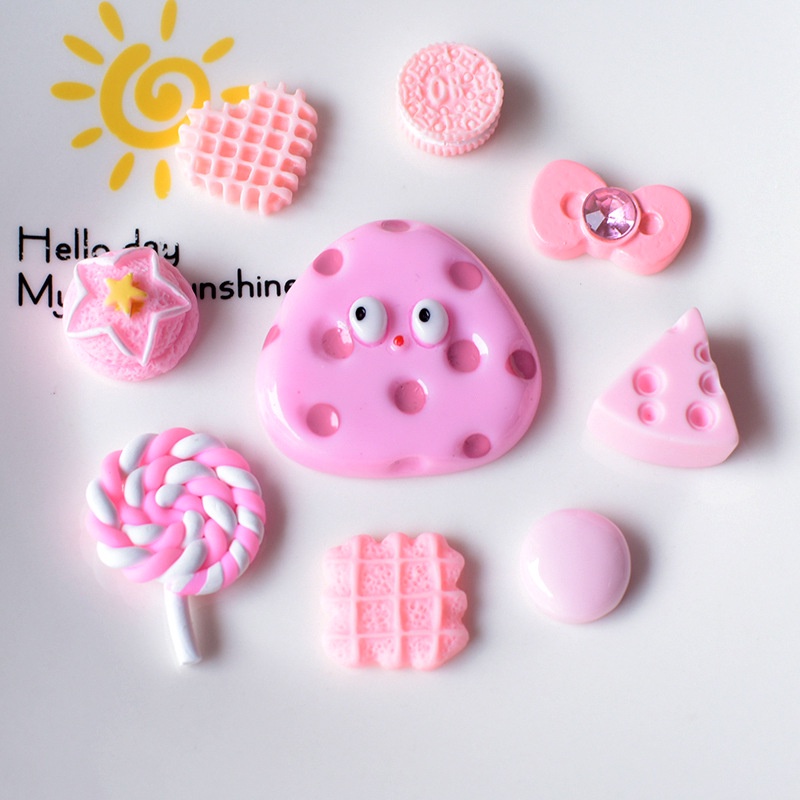 10pcs Pesona Sepatu Kancing Set Keju Pink -Croc /jibz /Button Croc /Charm/DIY