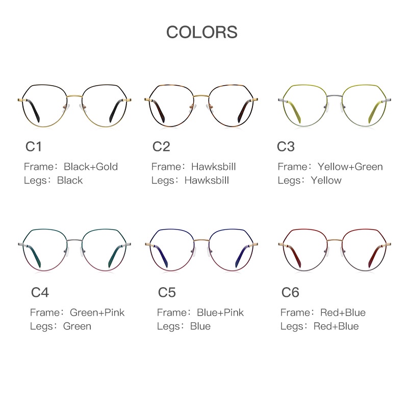 (YUZHU) Kacamata Progresif Cat Metal Optik Fashion Ultra Ringan Anti Blue Light Eyeglasses Untuk Wanita