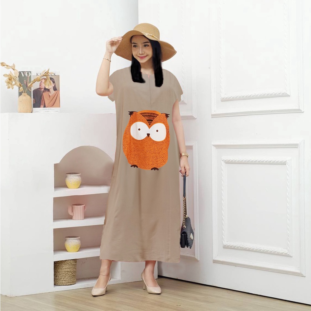 Dress Daster Owl Bahan Rayon Halus LD120 Busui Friendly - Kun Collection