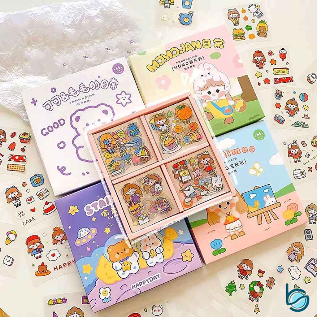 

Stiker 2D Motif Lucu 1 Box Isi 100 Pcs/Cute 2D Sticker Good Quality - Best Stationary