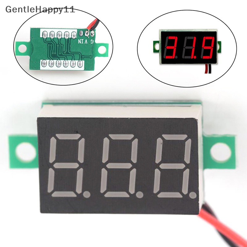 Gentlehappy 3-kabel Mini DC 0-100V Voltmeter LED Panel 3-Digital Display Pengukur Tegangan id