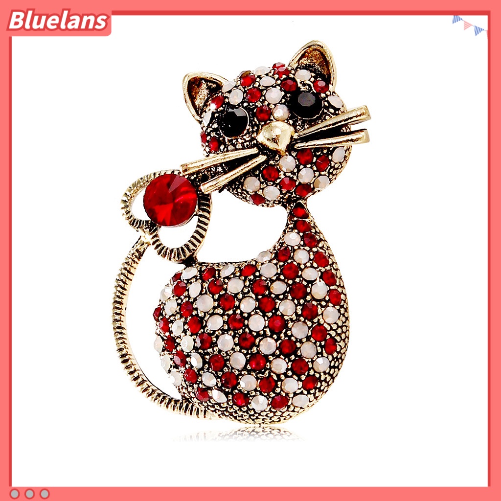 [BLS] Retro Lucu Kucing Bros Berlian Imitasi anti-Cahaya Bros high-end Syal Sutra pin Korsase