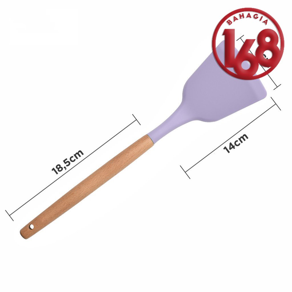 Spatula Silicone Utensil Gagang Kayu Tahan Panas / Spatula Silicon / Utensile Turner Sutil Silikon