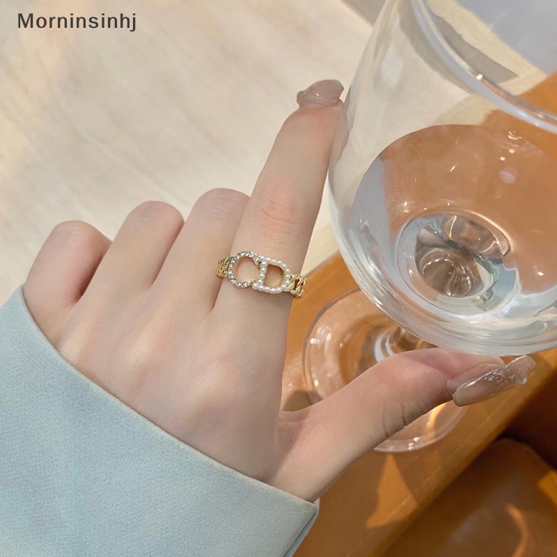 Mornin Warna Emas Huruf Pembukaan Cincin Dapat Disesuaikan Zirkon Mengkilap Mutiara Jari Cincin Untuk Wanita Perhiasan Berkualitas Tinggi Pernikahan Pesta Hadiah id