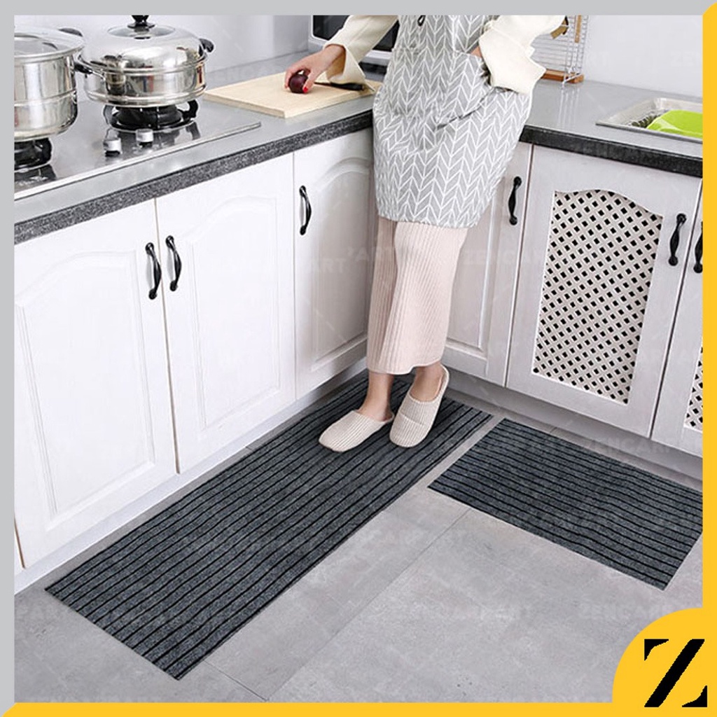 Keset Kaki Panjang Garis Anti Slip Lantai Teras Kamar Dapur Wc 40x120 Karpet Salur Lantai Lorong Anti Licin