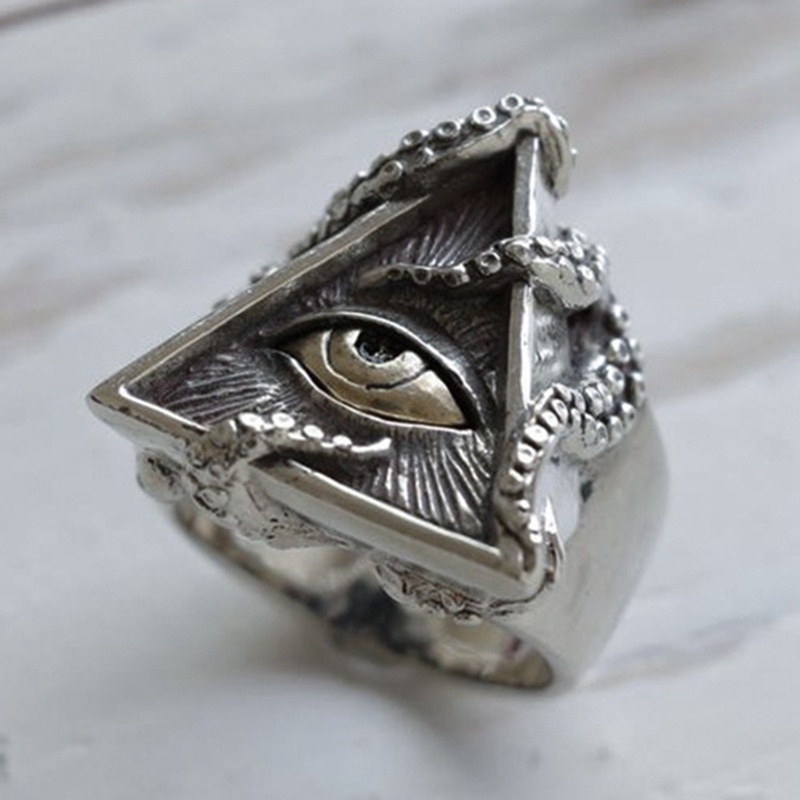 Baru Segitiga Mata Horus Punk Cincin Pria Gurita Segitiga Mata Pribadi Cincin Pria Cincin Motor Cincin Hadiah Perhiasan